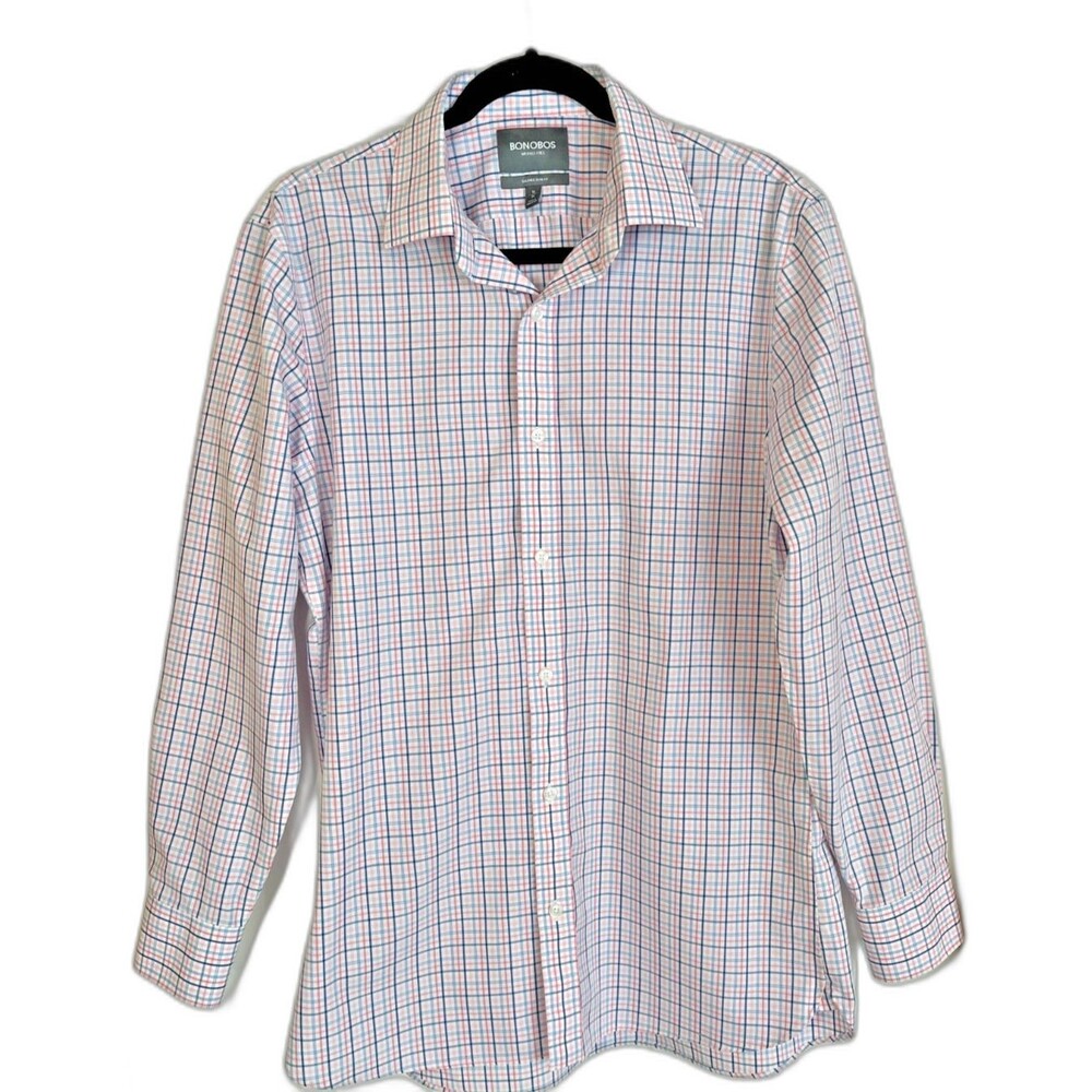 Bonobos Dress Shirt Tailored Slim Fit Plaid Casual Button Up Mens 16-34 Large